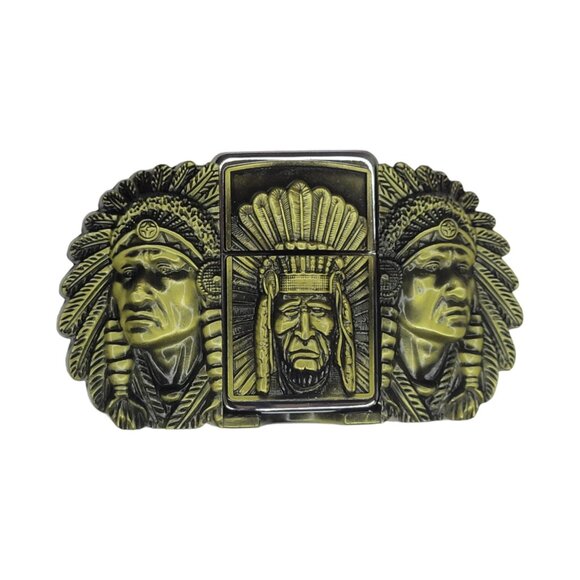 Triple Elders Lighter Belt Buckle - Bronze Metal Lighter Buckle - Free Engraving - Picture 5 of 10